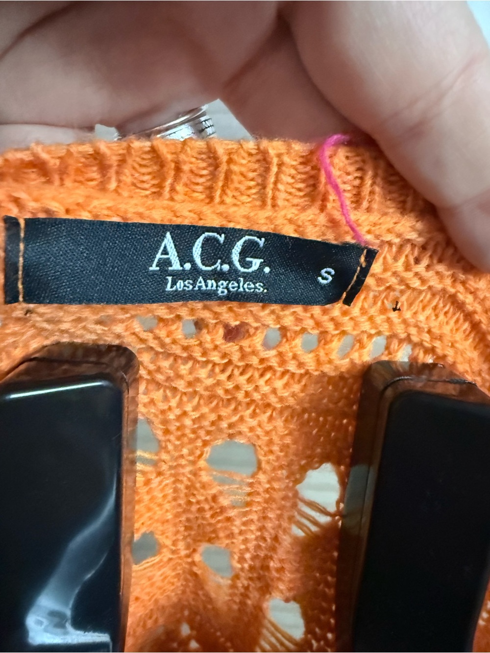 Open-Knit Colorblock Crewneck Sweater in Orange, Pink, Red & Brown Cottagecore - Picture 2 of 10